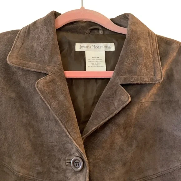 Vtg brown genuine suede leather jacket M